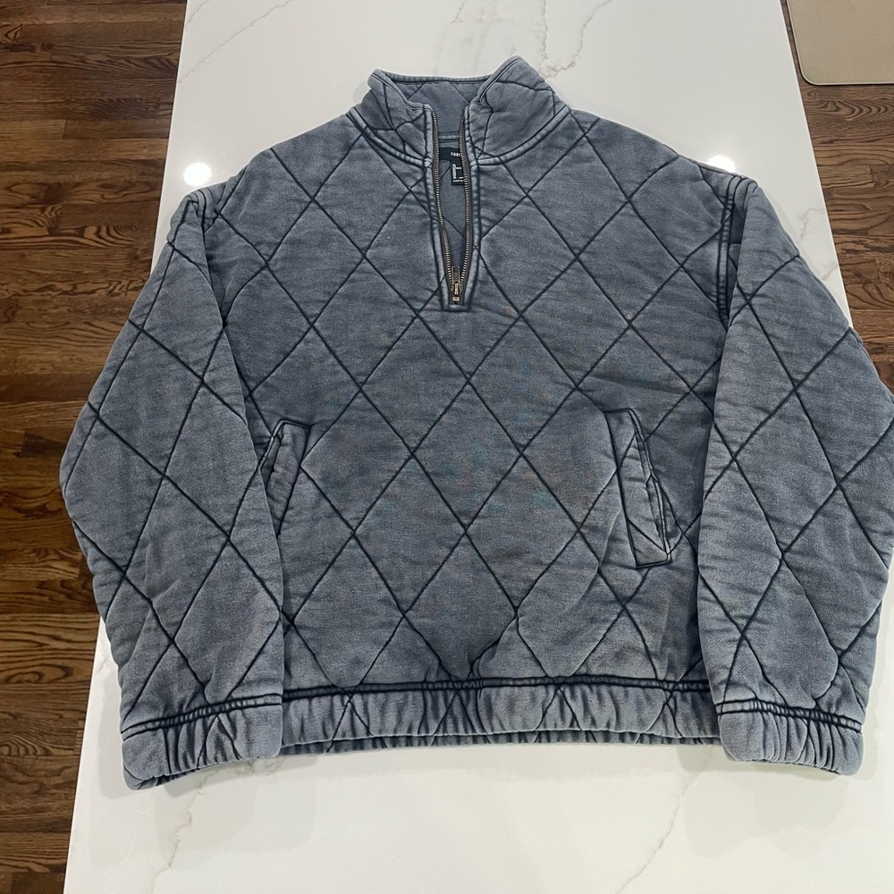 Forever 21 Gray Quilted Zip-Up Jacket